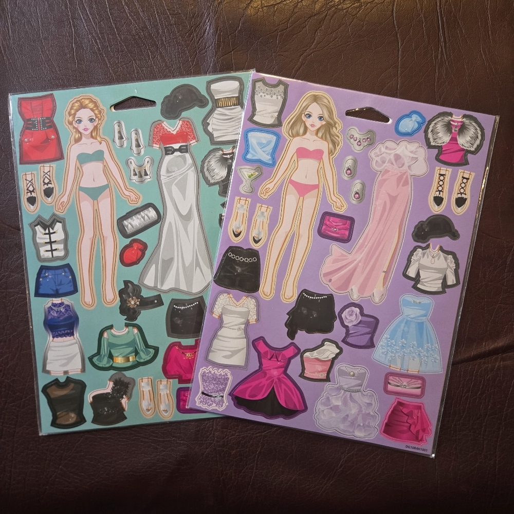 2 New Fashion Doll Dress-Up Magnet Sets